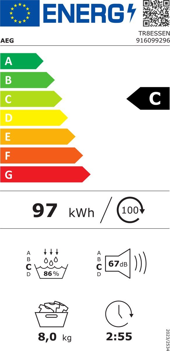 AEG TR8ESSEN warmtepompdroger