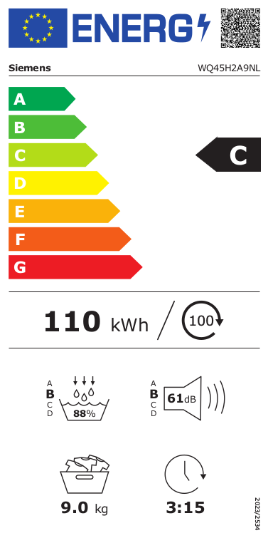 Siemens WQ45H2A9NL extra klasse model met 75,= euro cashback