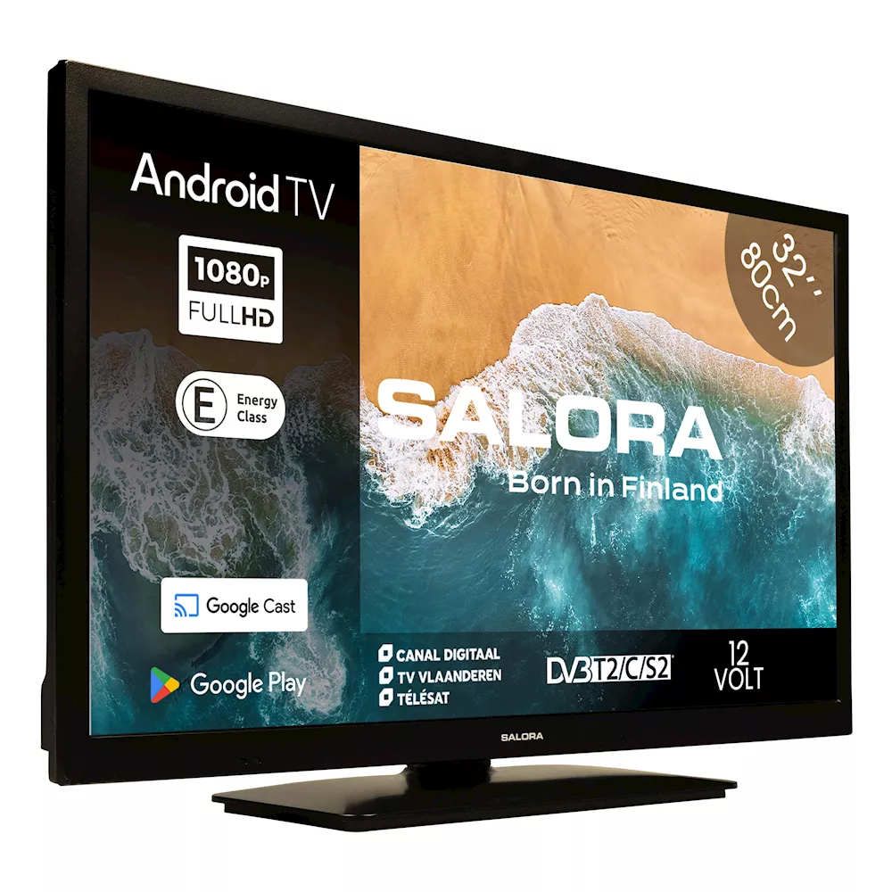 Salora 32MBA300 LED Android Smart Televisie met 220 Volt en 12 Volt aansluiting