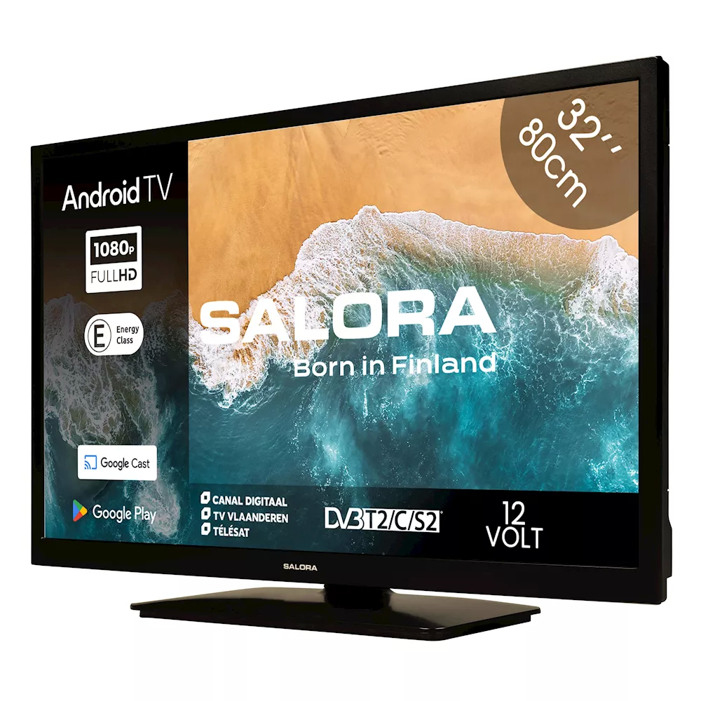 Salora 32MBA300 LED Android Smart Televisie met 220 Volt en 12 Volt aansluiting
