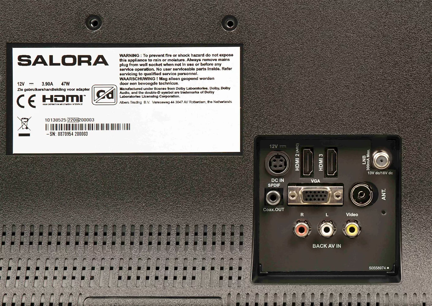 Salora 32MBA300 LED Android Smart Televisie met 220 Volt en 12 Volt aansluiting