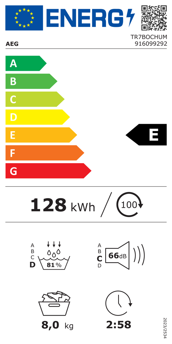 AEG TR73BOCHUM warmtepompdroger