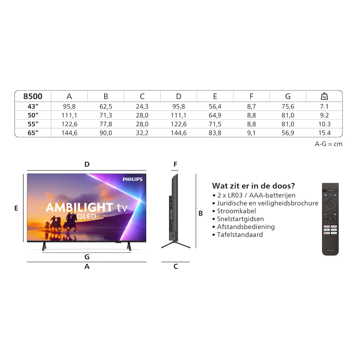 Philips 50PUS8500/12 Qled Smart Televisie met Ambilight