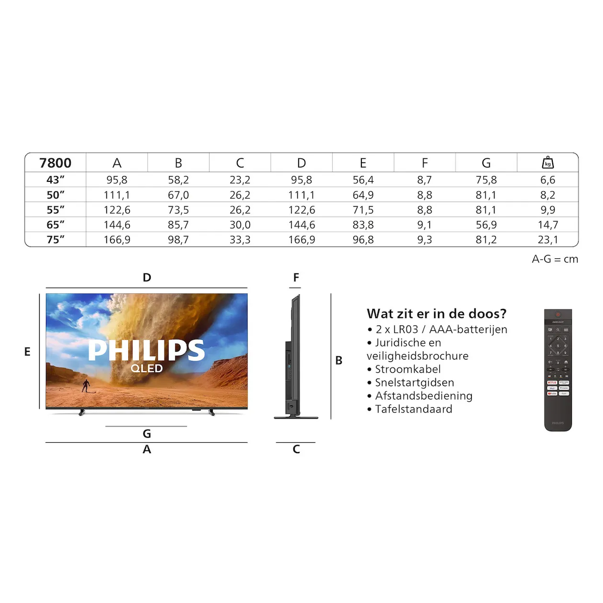 Philips 50PUS7800/12 Smart Qled Televisie