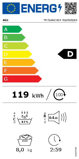 AEG TR71AACHEN warmtepompdroger