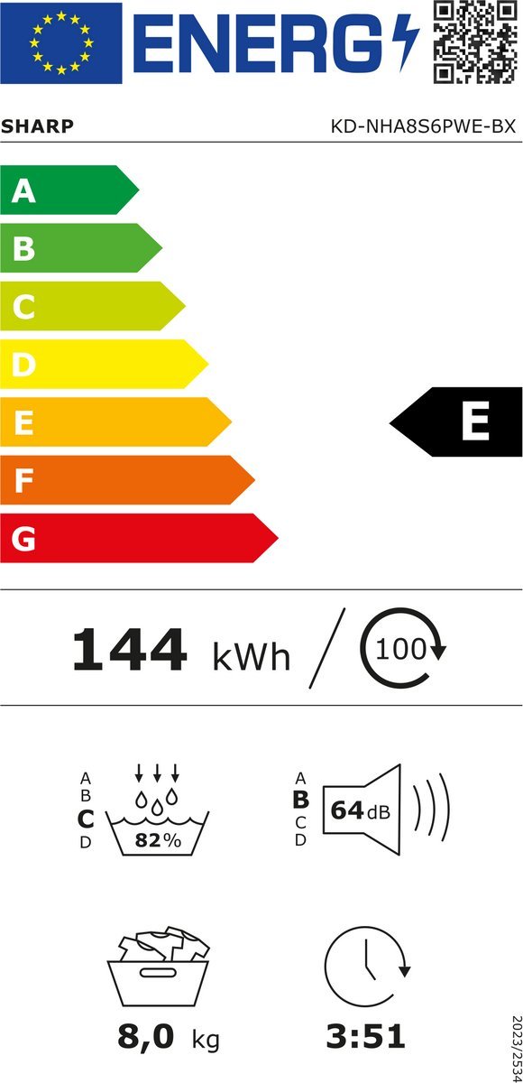 Sharp KDNHA8S6PWEBX warmtepompdroger